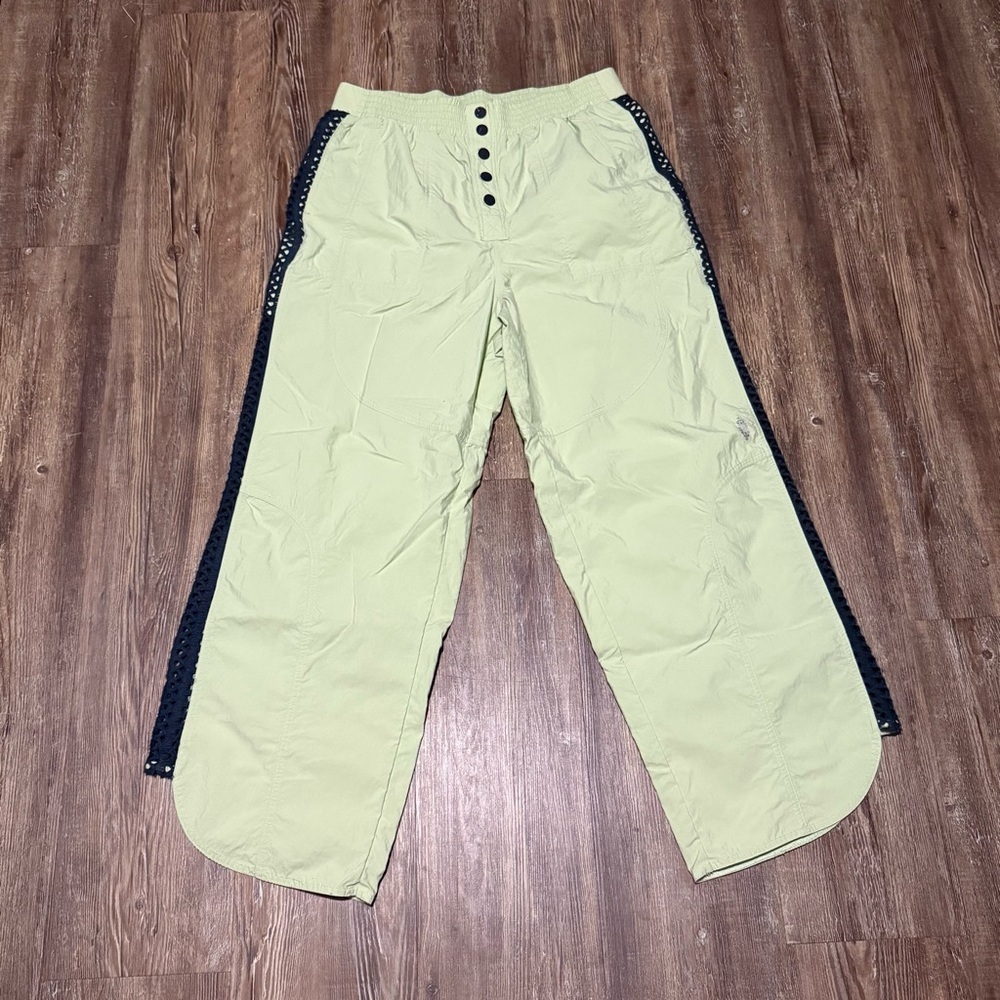 FP Movement Underdog Pants Women's Medium Button Up Lime Green Fringe Athleisure